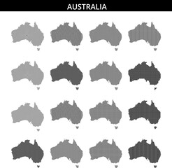 Australia map illustrated with dot patterns showcasing geographical features