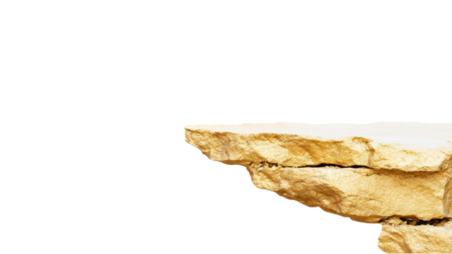 Golden Hour Sunset landscape concept. Rock ledge on transparent background.