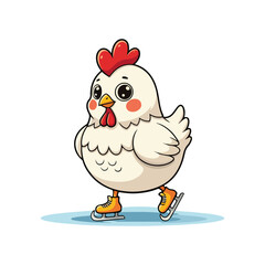 Cute Chicken Hen Standing Cartoon Vector Icon Illustration Animal Nature Icon Isolated Flat Vector