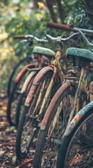 Rusty Vintage Bicycles Abandoned in the Woods