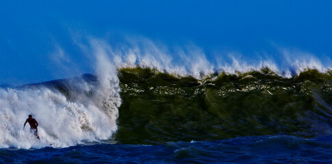 Surfing storm waves in South Texas.