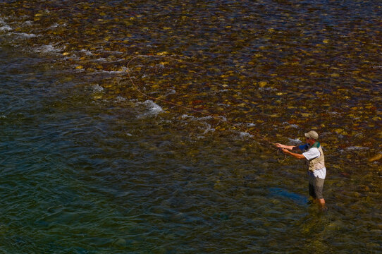 Flyfishing on the Snake River in Wyoming.