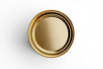 Detailed 3D image of a gold paint can, high-resolution on white.