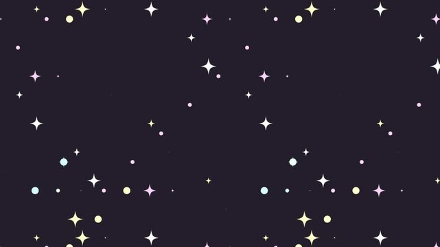 Looped bling bling stars and dots moving in diagonal direction motion graphics.