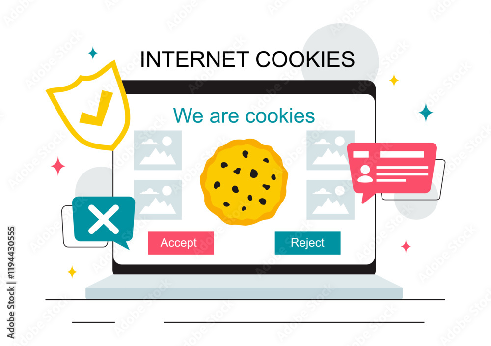 Canvas Prints internet cookies technology vector illustration featuring tracking cookie records of user browsing a