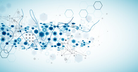 Abstract hexagon background with plexus effect for design works. Vector illustration