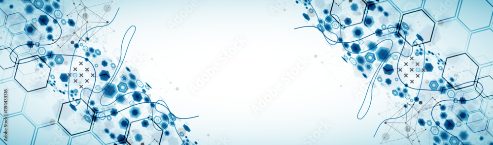 Aufkleber Abstract hexagon background with plexus effect for design works. Vector illustration