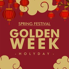Happy Spring Festival Golden Week holiday. The Day of China illustration vector background