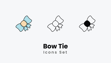 Bow Tie Icons thin line and glyph vector icon stock illustration
