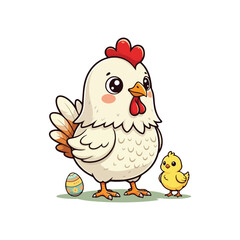 Cute Chicken Hen Standing Cartoon Vector Icon Illustration Animal Nature Icon Isolated Flat Vector