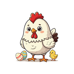 Cute Chicken Hen Standing Cartoon Vector Icon Illustration Animal Nature Icon Isolated Flat Vector
