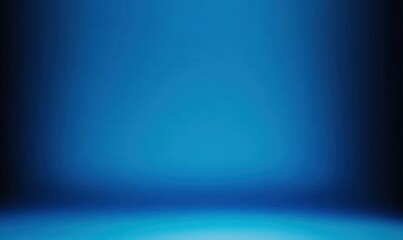 Fototapeta premium Panoramic abstract blue wall background for product presentation with sunlight and blurred shadows wall. Podium studio background