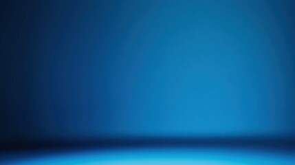 Panoramic abstract blue wall background for product presentation with sunlight and blurred shadows wall. Podium studio background