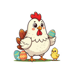 Cute Chicken Hen Standing Cartoon Vector Icon Illustration Animal Nature Icon Isolated Flat Vector