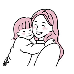 にっこり笑う母娘