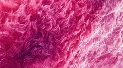 Fototapeta premium A vibrant pink fur texture viewed from above, capturing the intricate details of shaggy wool for a stylish and modern sheepskin design
