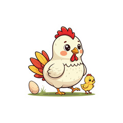 Cute Chicken Hen Standing Cartoon Vector Icon Illustration Animal Nature Icon Isolated Flat Vector