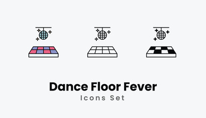 Dance Floor Fever Icons thin line and glyph vector icon stock illustration