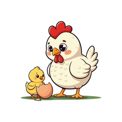 Cute Chicken Hen Standing Cartoon Vector Icon Illustration Animal Nature Icon Isolated Flat Vector