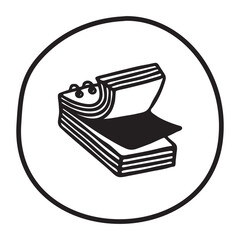 Doodle Notepad icon hand drawn with black line in freehand style. Vector illustration isolated on white background