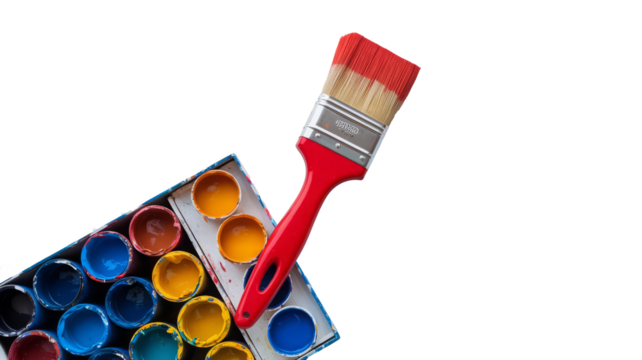 Red Brush isoladed on transparent background. Copy space