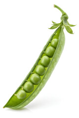 Green Pea pod, On isolated white background. Clipping path - full depth