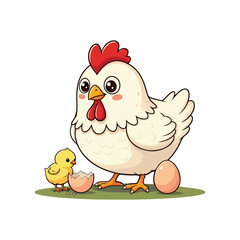 Cute Chicken Hen Standing Cartoon Vector Icon Illustration Animal Nature Icon Isolated Flat Vector