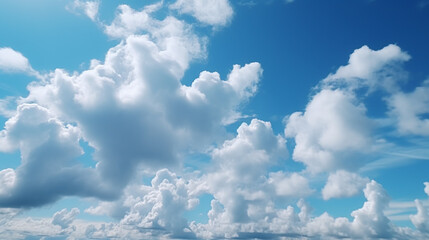 Beautiful blue sky with white clouds white fluffy clouds on blue sky in summer 

