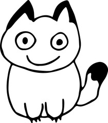 happy smiling cat with black ears and black tip of tail