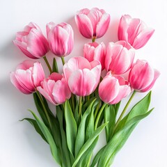 Obraz premium Delicate Pink Tulips Bouquet Spring Flowers Soft Pastel Floral Arrangement