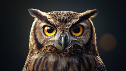Obraz premium Close-up of a majestic owl with intense yellow eyes