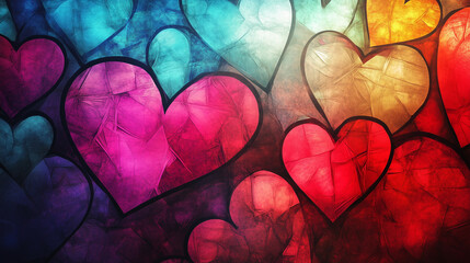 Obraz premium Heart Stained Glass Background Wallpaper
