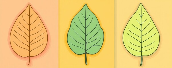 Fototapeta premium Seamless leaf pattern flat design top view eco-friendly theme cartoon drawing colored pastel