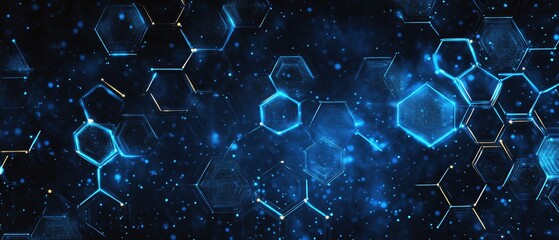 Obraz premium Abstract Blue Hexagon Network Digital Technology Background