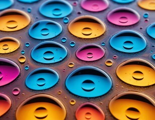 Fototapeta premium Vibrant Colorful Oil Drops Abstract Background: Macro Photography of Interlocking Spheres