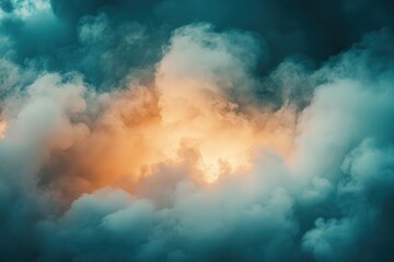 Dramatic Cloudscape with Sunlight Breaking Through Vibrant Clouds in a Stunning Atmospheric Sky Scene