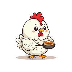 Cute Chicken Hen Standing Cartoon Vector Icon Illustration Animal Nature Icon Isolated Flat Vector