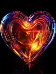 love heart neon light, decor, bright light, romantic. Love and valentine day concept. Neural network generated Ai art. Digitally generated image. Not based on any actual scene or pattern.