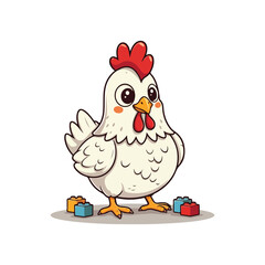 Cute Chicken Hen Standing Cartoon Vector Icon Illustration Animal Nature Icon Isolated Flat Vector