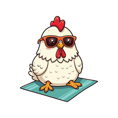 Cute Chicken Hen Standing Cartoon Vector Icon Illustration Animal Nature Icon Isolated Flat Vector