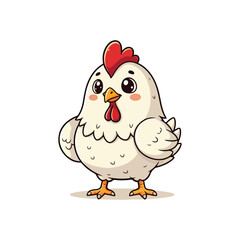 Cute Chicken Hen Standing Cartoon Vector Icon Illustration Animal Nature Icon Isolated Flat Vector