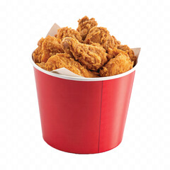 abstract 3d  Paper bucket of fried chicken in different colour style white background	

