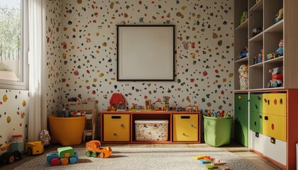 Playful Childrens Room Decorated With Colorful Toys