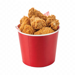 abstract 3d  Paper bucket of fried chicken in different colour style white background	

