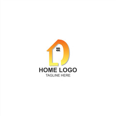 letter d logo icon for home or building identity with creative illustration