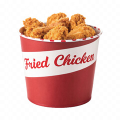 abstract 3d  Paper bucket of fried chicken in different colour style white background	


