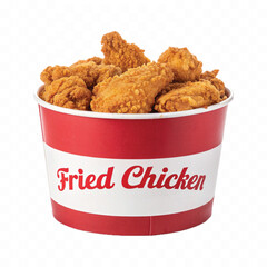 abstract 3d  Paper bucket of fried chicken in different colour style white background	

