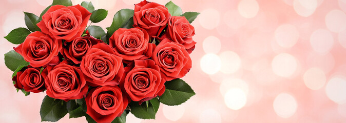 Romantic wreath of red roses in a heart shape for weddings and Valentine's Day gifts