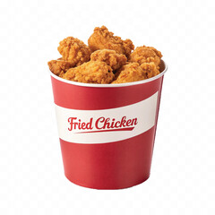 abstract 3d  Paper bucket of fried chicken in different colour style white background	

