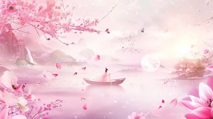 A charming pink - themed background filled with elements of love, perfect for expressing affection during festivals like Qixi. Ideal for creating a romantic mood for gifts and celebrations.